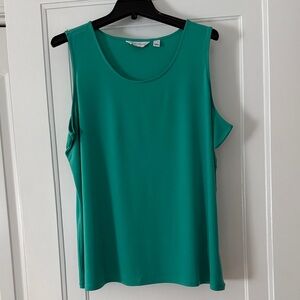 Susan Graver Liquid Knit Teal Aqua Sleeveless Tank Top XLP Stretch Travel EUC